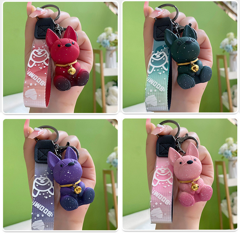 Breloc drăguț de câine francez punk, păpușă buldog din desene animate, pandantiv breloc geantă, accesorii pentru cuplu, bijuterii pentru bărbați, cadou