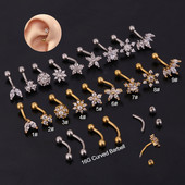 1 buc 1,6 x 8 mm Piercing pentru inel Daith Snug pentru sprâncene, Piercing cu mreană curbată Tragus înainte Helix, Piercing pentru femei, bărbați, cercei, piercing