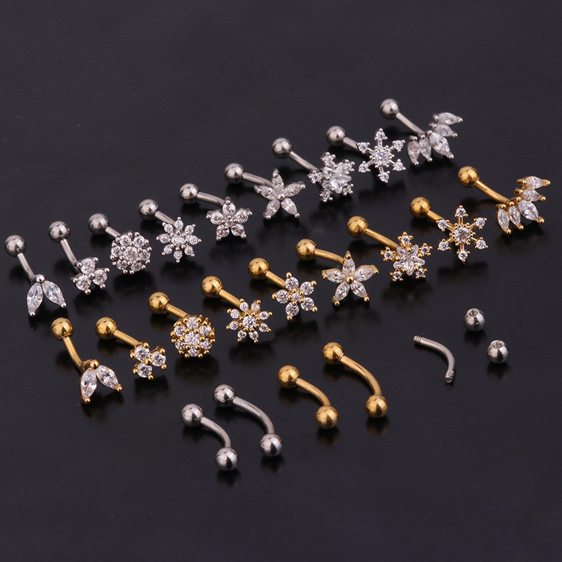 1 buc 1,6 x 8 mm Piercing pentru inel Daith Snug pentru sprâncene, Piercing cu mreană curbată Tragus înainte Helix, Piercing pentru femei, bărbați, cercei, piercing