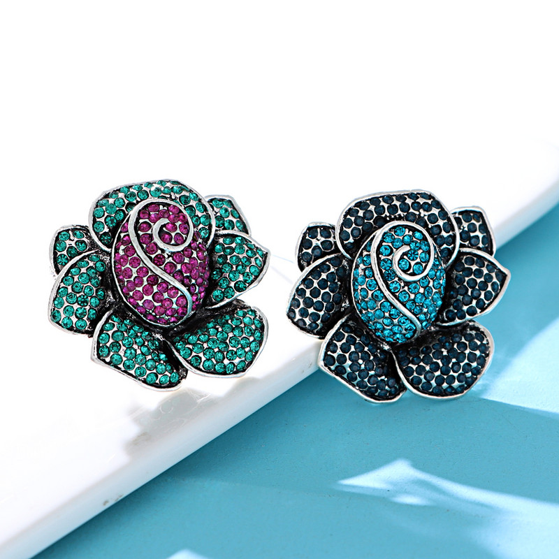 CINDY XIANG Broșe cu flori de trandafir cu strasuri pentru femei, ace de plantă de modă vintage, 2 culori disponibile, accesorii de iarnă, cadou