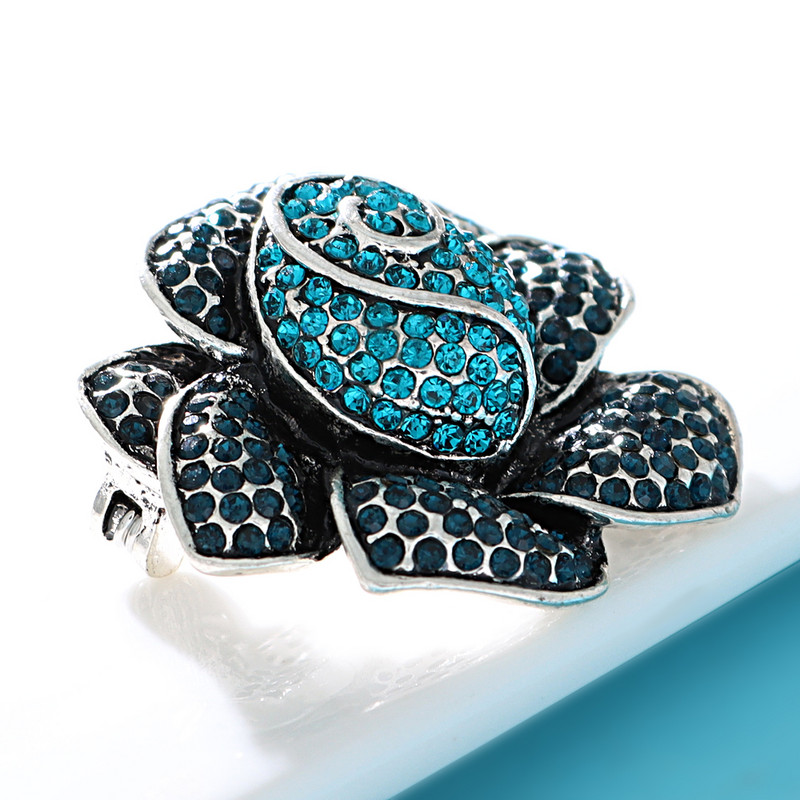 CINDY XIANG Broșe cu flori de trandafir cu strasuri pentru femei, ace de plantă de modă vintage, 2 culori disponibile, accesorii de iarnă, cadou