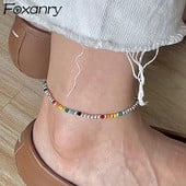 FOXANRY többszínű gyöngylánc rugalmas bokalánc női pároknak nyár új divatos elegáns nyaralás tengerparti parti kiegészítők ajándékok
