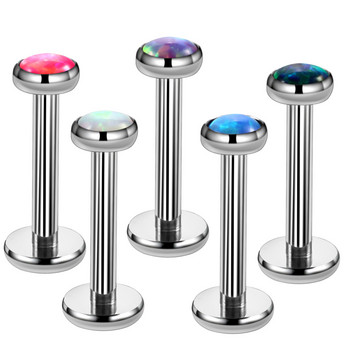 HS 1PC G23 Титаниев опал Labret Stud Rings Lip Bars Секси очарователен ушен хрущял Трагус пиърсинг за унисекс бижута 16g