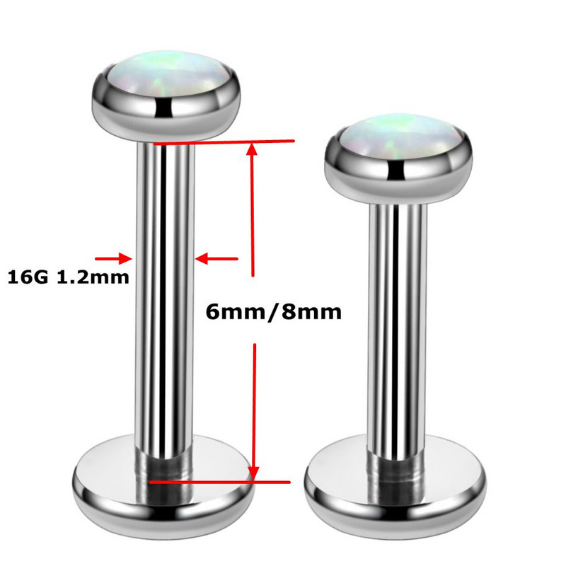 HS 1PC G23 Titanium Opal Labret Stud Rings Buze Bare Sexy fermecător Piercing Tragus pentru cartilajul urechii pentru bijuterii unisex 16g