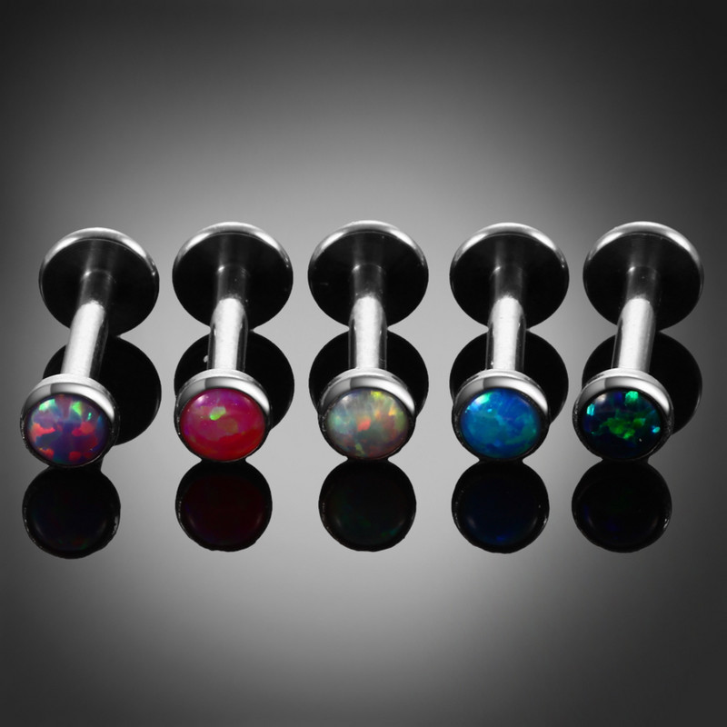 HS 1PC G23 Titanium Opal Labret Stud Rings Buze Bare Sexy fermecător Piercing Tragus pentru cartilajul urechii pentru bijuterii unisex 16g