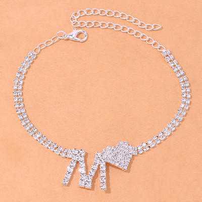 Stonefans Fashion Literă M Inimă Strass gleznă lanț pentru femei cu două straturi de tenis lanț gleznă brățară pe picior bijuterii