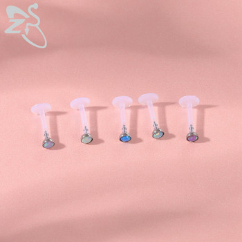 ZS 5 бр./лот 16G Clear Bioflex Lip Labret Piercing Set Crystal Monroe Lip Stud Star Heart Heart Ear Tragus Helix хрущялни пиърсинги