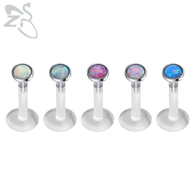 ZS 5 buc/lot 16G Clear Bioflex Lip Labret Piercing Set Crystal Monroe Lip Stud Star Heart Piercing Cartilage Tragus Helix
