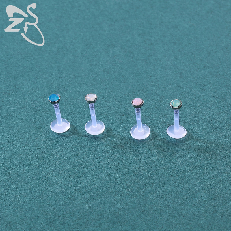 ZS 5 buc/lot 16G Clear Bioflex Lip Labret Piercing Set Crystal Monroe Lip Stud Star Heart Piercing Cartilage Tragus Helix
