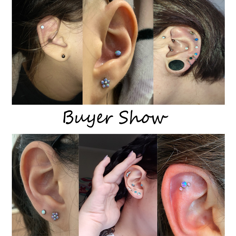 ZS 5 buc/lot 16G Clear Bioflex Lip Labret Piercing Set Crystal Monroe Lip Stud Star Heart Piercing Cartilage Tragus Helix