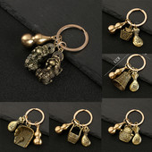 Nový horúci predaj mosadzná tekvica Pixiu kľúčenka od čistej medi tekvica vrecko na šťastie lopatka krúžok na kľúče od auta K5051