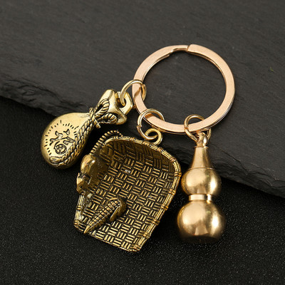 Nový horúci predaj mosadzná tekvica Pixiu kľúčenka od čistej medi tekvica vrecko na šťastie lopatka krúžok na kľúče od auta K5051
