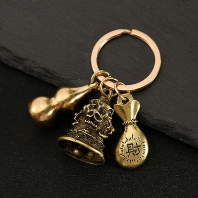 Nový horúci predaj mosadzná tekvica Pixiu kľúčenka od čistej medi tekvica vrecko na šťastie lopatka krúžok na kľúče od auta K5051