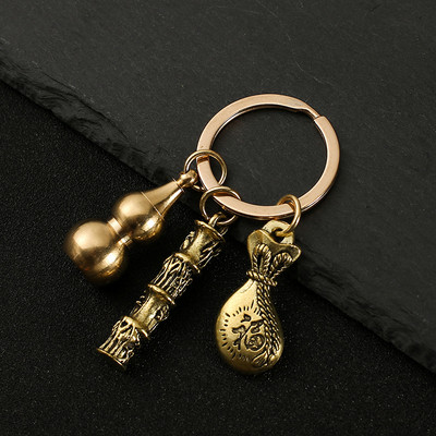 Nový horúci predaj mosadzná tekvica Pixiu kľúčenka od čistej medi tekvica vrecko na šťastie lopatka krúžok na kľúče od auta K5051