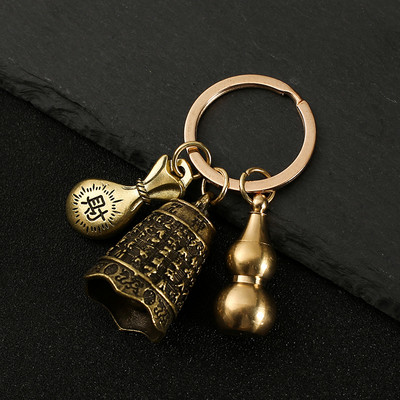 Nový horúci predaj mosadzná tekvica Pixiu kľúčenka od čistej medi tekvica vrecko na šťastie lopatka krúžok na kľúče od auta K5051