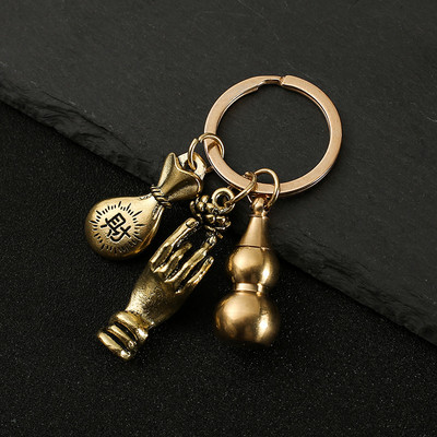 Nový horúci predaj mosadzná tekvica Pixiu kľúčenka od čistej medi tekvica vrecko na šťastie lopatka krúžok na kľúče od auta K5051