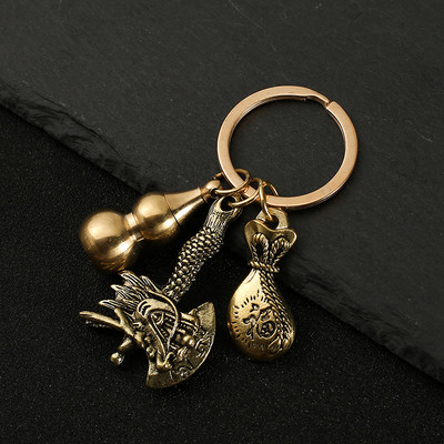 Nový horúci predaj mosadzná tekvica Pixiu kľúčenka od čistej medi tekvica vrecko na šťastie lopatka krúžok na kľúče od auta K5051