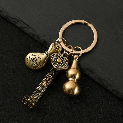 Nový horúci predaj mosadzná tekvica Pixiu kľúčenka od čistej medi tekvica vrecko na šťastie lopatka krúžok na kľúče od auta K5051