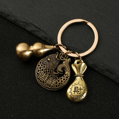 Nový horúci predaj mosadzná tekvica Pixiu kľúčenka od čistej medi tekvica vrecko na šťastie lopatka krúžok na kľúče od auta K5051