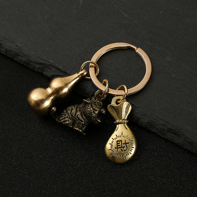 Nový horúci predaj mosadzná tekvica Pixiu kľúčenka od čistej medi tekvica vrecko na šťastie lopatka krúžok na kľúče od auta K5051