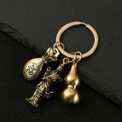 Nový horúci predaj mosadzná tekvica Pixiu kľúčenka od čistej medi tekvica vrecko na šťastie lopatka krúžok na kľúče od auta K5051