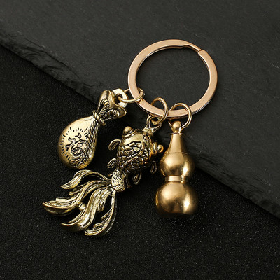 Nový horúci predaj mosadzná tekvica Pixiu kľúčenka od čistej medi tekvica vrecko na šťastie lopatka krúžok na kľúče od auta K5051