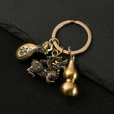 Nový horúci predaj mosadzná tekvica Pixiu kľúčenka od čistej medi tekvica vrecko na šťastie lopatka krúžok na kľúče od auta K5051