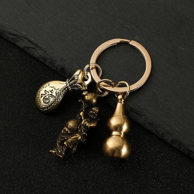Nový horúci predaj mosadzná tekvica Pixiu kľúčenka od čistej medi tekvica vrecko na šťastie lopatka krúžok na kľúče od auta K5051