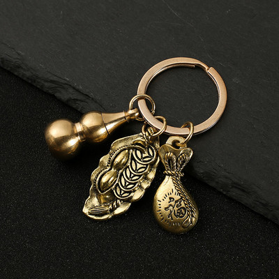 Nový horúci predaj mosadzná tekvica Pixiu kľúčenka od čistej medi tekvica vrecko na šťastie lopatka krúžok na kľúče od auta K5051