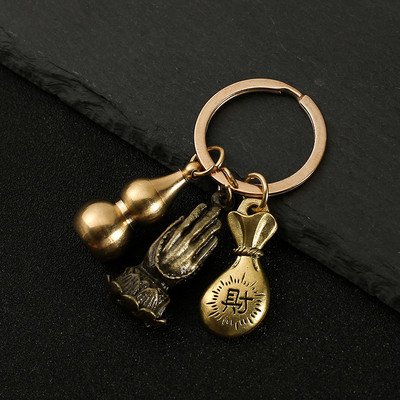 Nový horúci predaj mosadzná tekvica Pixiu kľúčenka od čistej medi tekvica vrecko na šťastie lopatka krúžok na kľúče od auta K5051