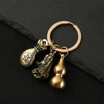 Nový horúci predaj mosadzná tekvica Pixiu kľúčenka od čistej medi tekvica vrecko na šťastie lopatka krúžok na kľúče od auta K5051