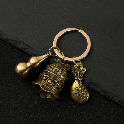 Nový horúci predaj mosadzná tekvica Pixiu kľúčenka od čistej medi tekvica vrecko na šťastie lopatka krúžok na kľúče od auta K5051