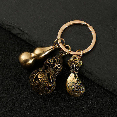 Nový horúci predaj mosadzná tekvica Pixiu kľúčenka od čistej medi tekvica vrecko na šťastie lopatka krúžok na kľúče od auta K5051