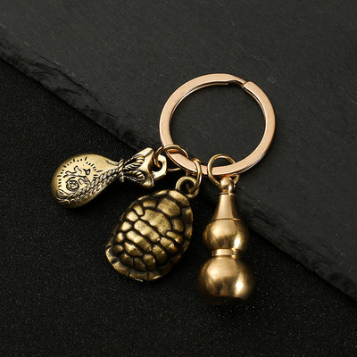 Nový horúci predaj mosadzná tekvica Pixiu kľúčenka od čistej medi tekvica vrecko na šťastie lopatka krúžok na kľúče od auta K5051