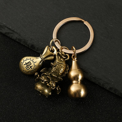 Nový horúci predaj mosadzná tekvica Pixiu kľúčenka od čistej medi tekvica vrecko na šťastie lopatka krúžok na kľúče od auta K5051