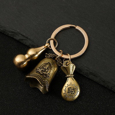 Nový horúci predaj mosadzná tekvica Pixiu kľúčenka od čistej medi tekvica vrecko na šťastie lopatka krúžok na kľúče od auta K5051