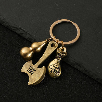 Nový horúci predaj mosadzná tekvica Pixiu kľúčenka od čistej medi tekvica vrecko na šťastie lopatka krúžok na kľúče od auta K5051