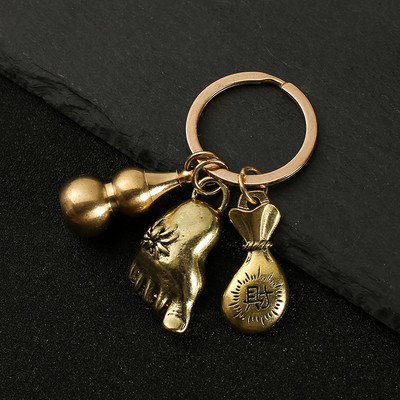 Nový horúci predaj mosadzná tekvica Pixiu kľúčenka od čistej medi tekvica vrecko na šťastie lopatka krúžok na kľúče od auta K5051