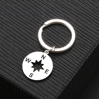 Breloc din oțel inoxidabil Harta lumii frunze de arțar cruce gotică amuletă culoare argintie breloc pentru chei de mașină pentru femei bărbați bijuterii cadouri