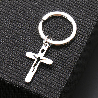 Breloc din oțel inoxidabil Harta lumii frunze de arțar cruce gotică amuletă culoare argintie breloc pentru chei de mașină pentru femei bărbați bijuterii cadouri