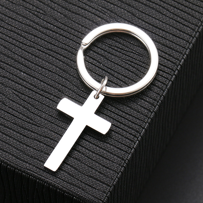 Breloc din oțel inoxidabil Harta lumii frunze de arțar cruce gotică amuletă culoare argintie breloc pentru chei de mașină pentru femei bărbați bijuterii cadouri