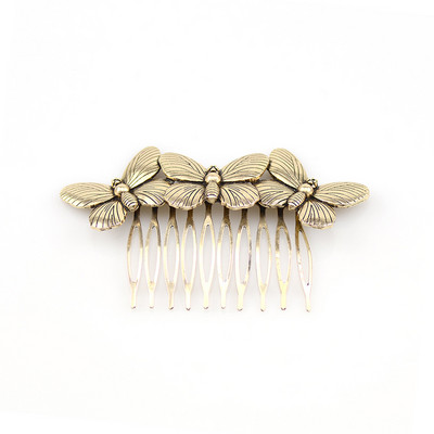 2019 Bijuterii de modă Agrafă de păr de epocă Culoare argintie Culoare aurie Trei piepteni fluture Agrafe Femei Fete Accesorii de petrecere din aliaj