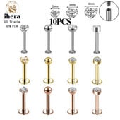 10 DB G23 Titanium Labret piercing ajakgyűrű 16G F136 belső menetes orr-fülbevaló Tragus Helix porcpiercing ékszer