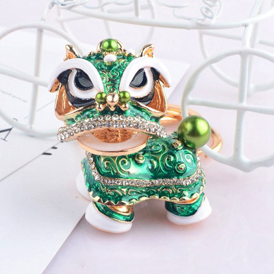 Farebná čínska etnická kľúčenka Krásny tanec Lev kľúčenka Lev kľúčenka prívesok do auta