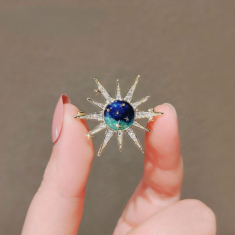 Cer înstelat soare zeu vis broșă femeie ins trendy gen pin guler pin broșe cu cataramă cardigan accesoriu