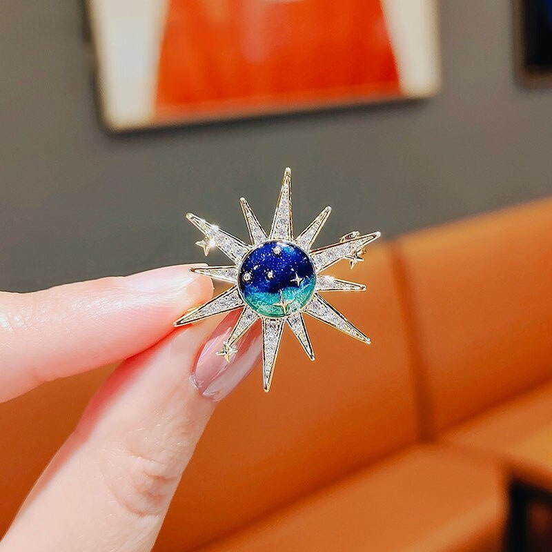 Cer înstelat soare zeu vis broșă femeie ins trendy gen pin guler pin broșe cu cataramă cardigan accesoriu