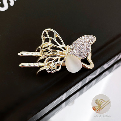Nieuwe Butterfly Metalen Krab Klauw Clip Voor Vrouwen Meisjes Charm Barrette Vol Strass Bruiloft Haar Accessoires Sieraden Gift