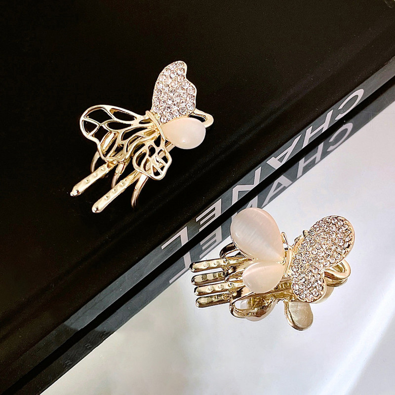 Nieuwe Butterfly Metalen Krab Klauw Clip Voor Vrouwen Meisjes Charm Barrette Vol Strass Bruiloft Haar Accessoires Sieraden Gift