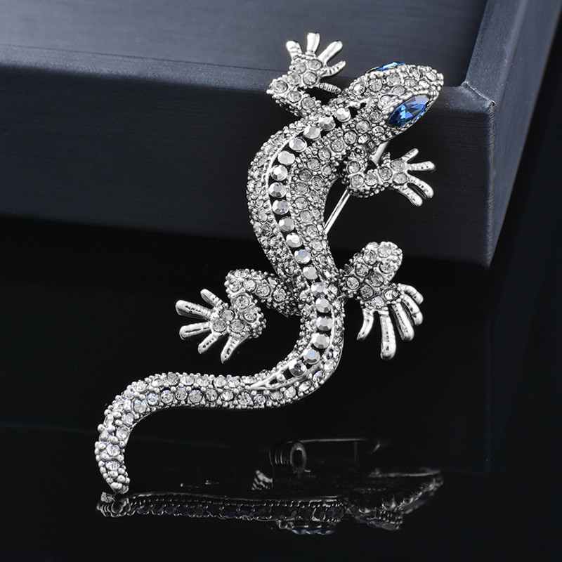SINLEERY Egyedi Gecko Bross Rózsa Antik Arany Ezüst Szín Inlay Kristálykék Cirkon Eyes Bross Női Ékszer ZD1 SSC