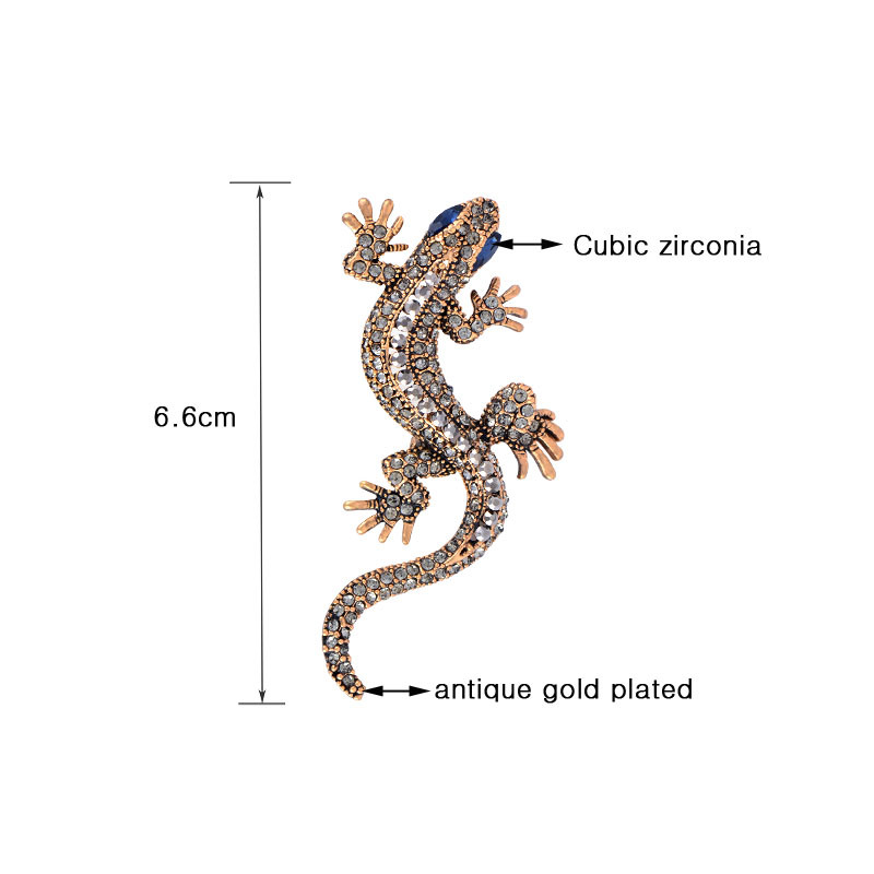SINLEERY Egyedi Gecko Bross Rózsa Antik Arany Ezüst Szín Inlay Kristálykék Cirkon Eyes Bross Női Ékszer ZD1 SSC